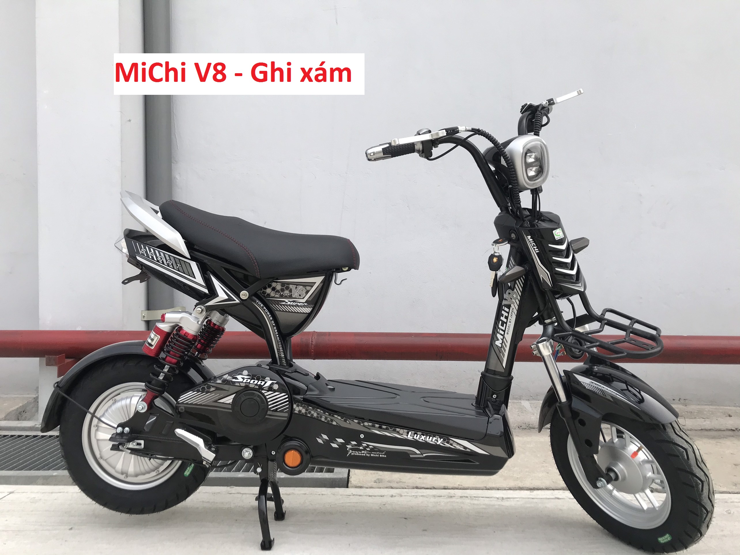 Xe đạp điện MiChi V8 - Ghi xám